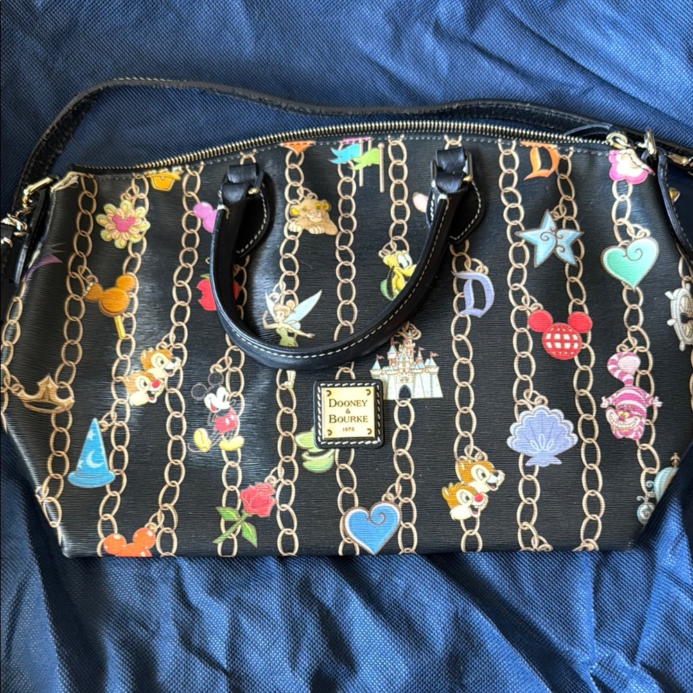 Dooney & Bourke Black with Multicolor Chain Pattern Disney Shoulder Bag